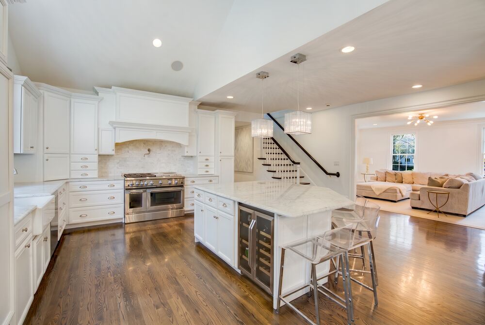 kitchen — cream kitchen, open plan